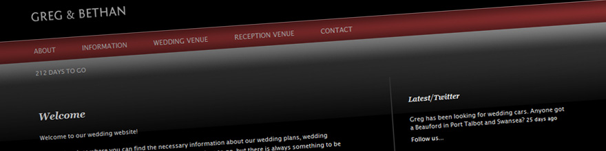 Example of Greg and Bethan Wedding Website